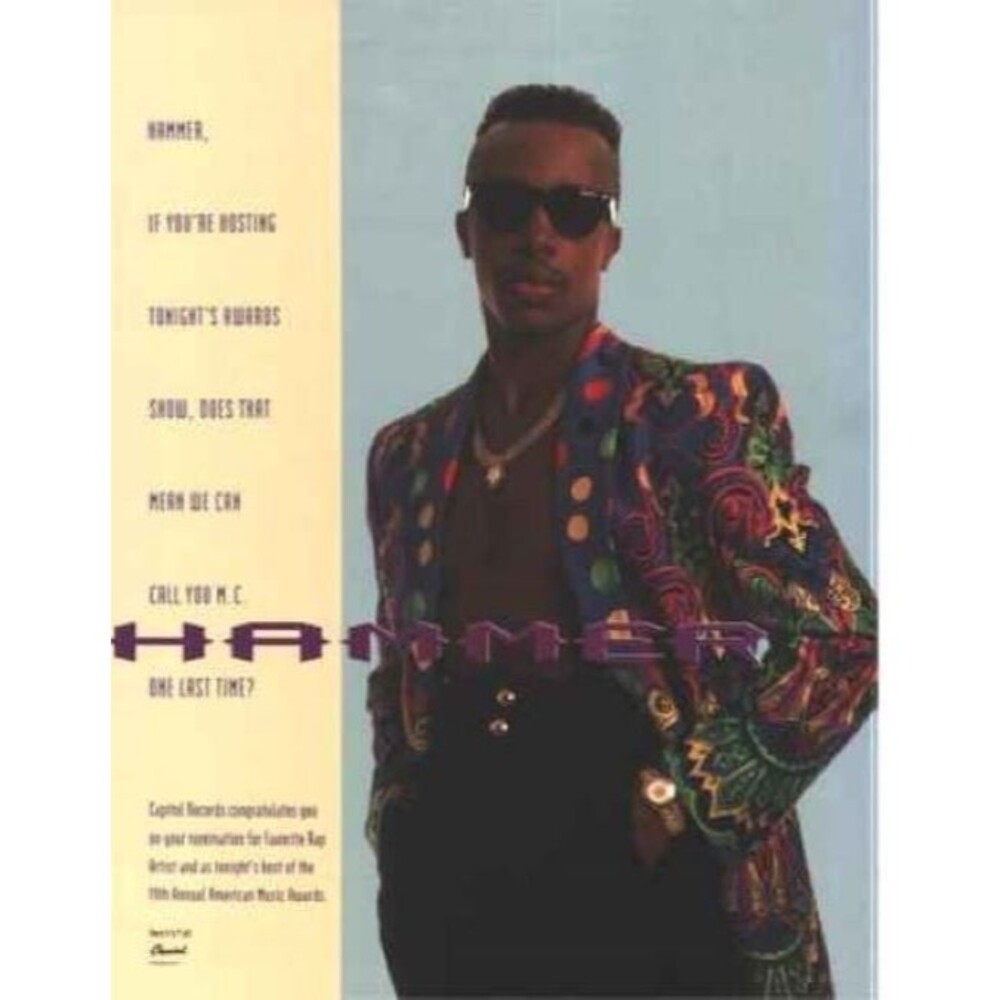 1992 M.C. HAMMER American Music Awards PROMO TRADE AD Favorite RAP 8.5x11  g580